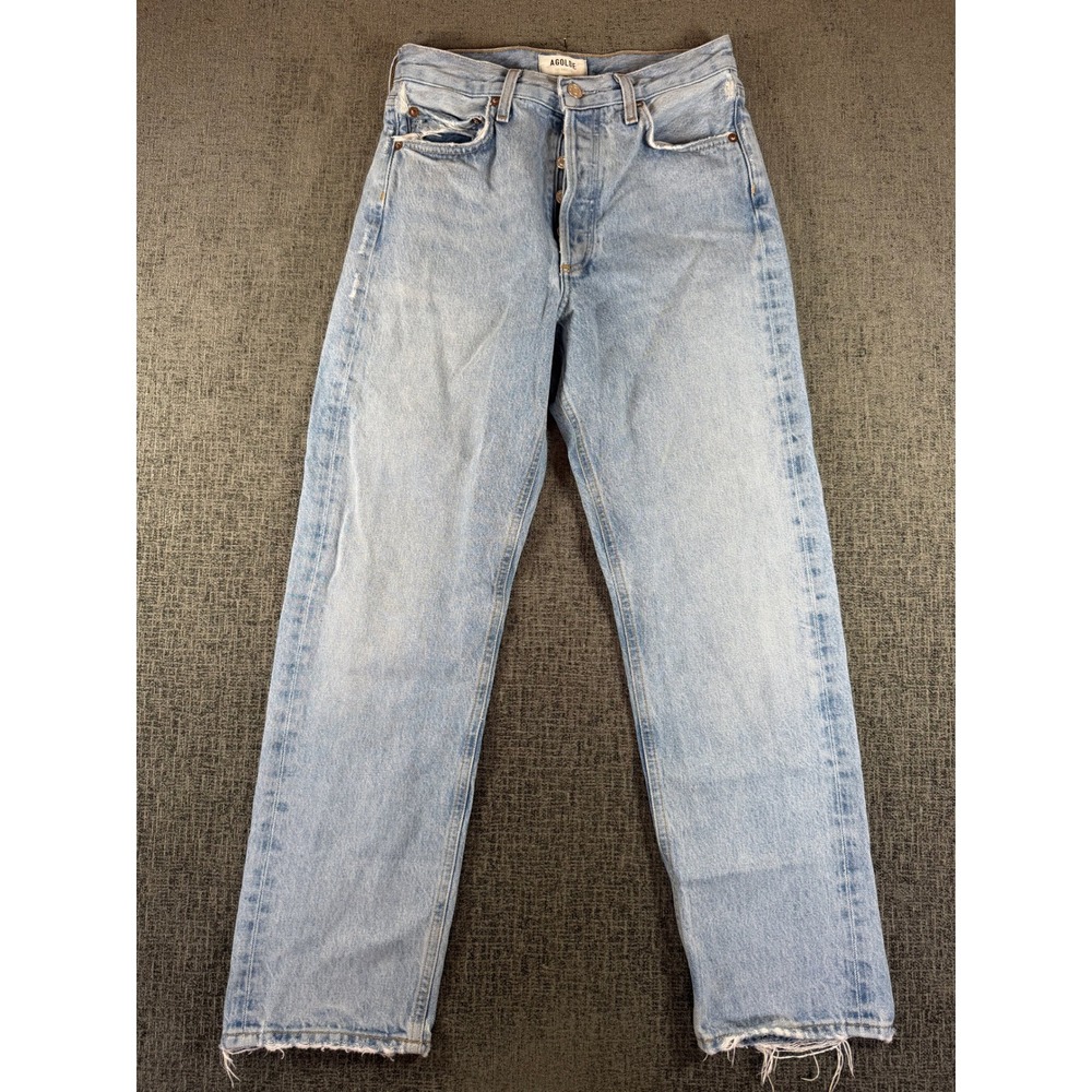 Agolde 90s Pinch Waist High Rise Straight Leg Jeans Light Wash Blue Size 25